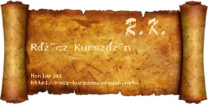Rácz Kurszán névjegykártya